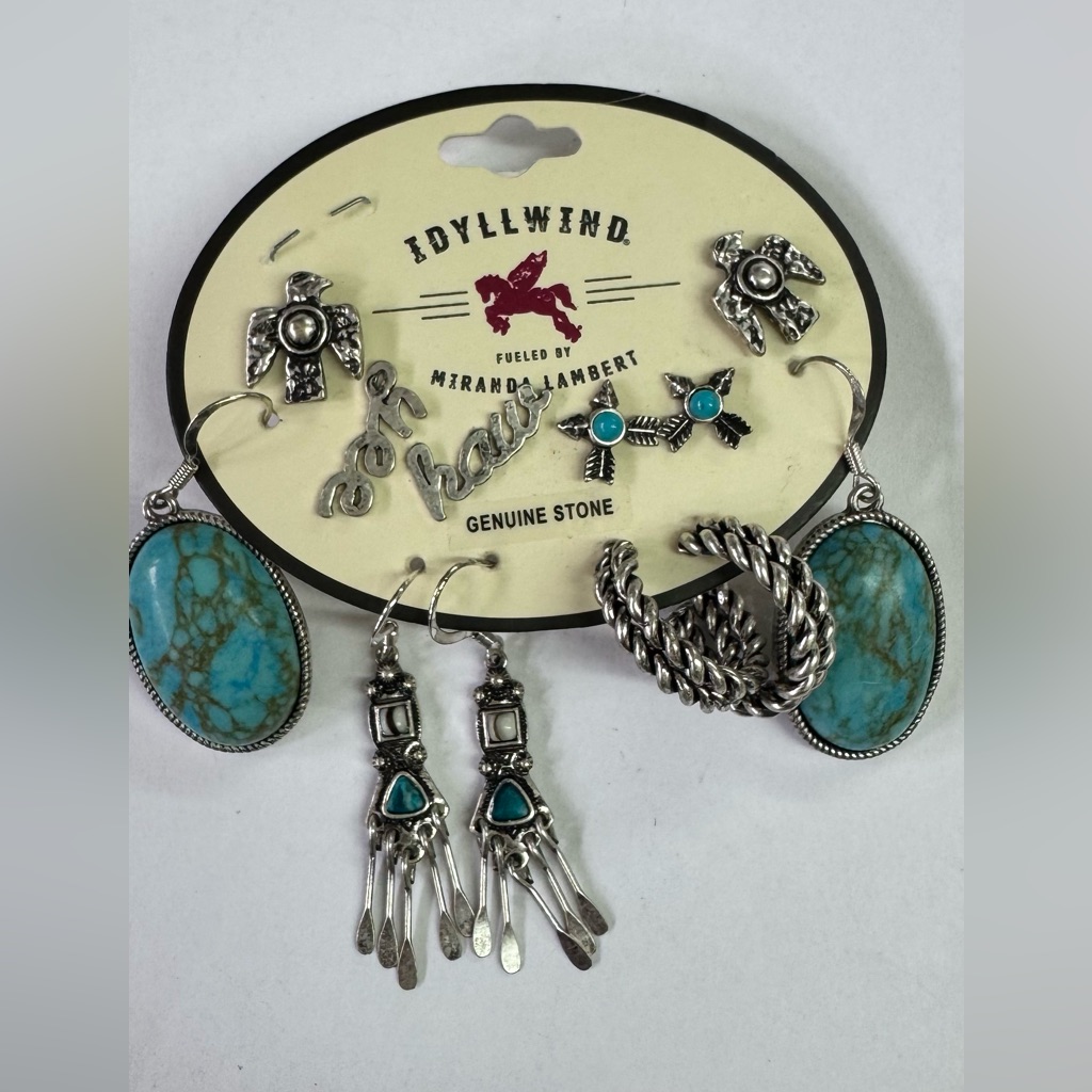 Idyllwind Silver And Blue Earrings With Intricate Metalwork